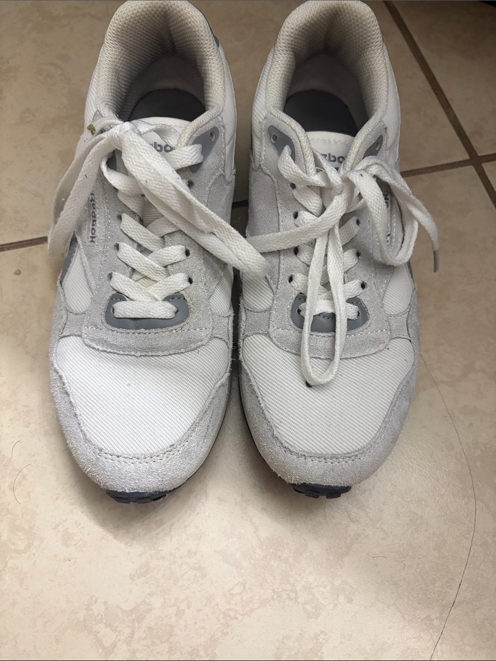Reebok White and Gray Kids Sneakers